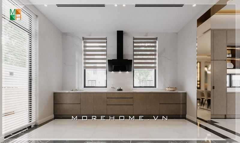 Mẫu thiết kế đá ốp tường phòng bếp vân mây cao cấp cho chung cư, nhà phố, biệt thự hiện đại